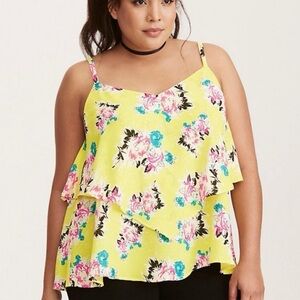 Torrid Lime Floral Print Cami Tank Top Size 2X